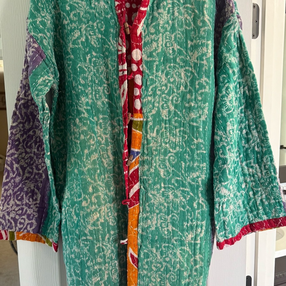 Colorful Kantha Patchwork Reversible Kimono